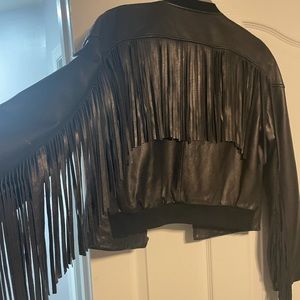 Fringe leather jacket